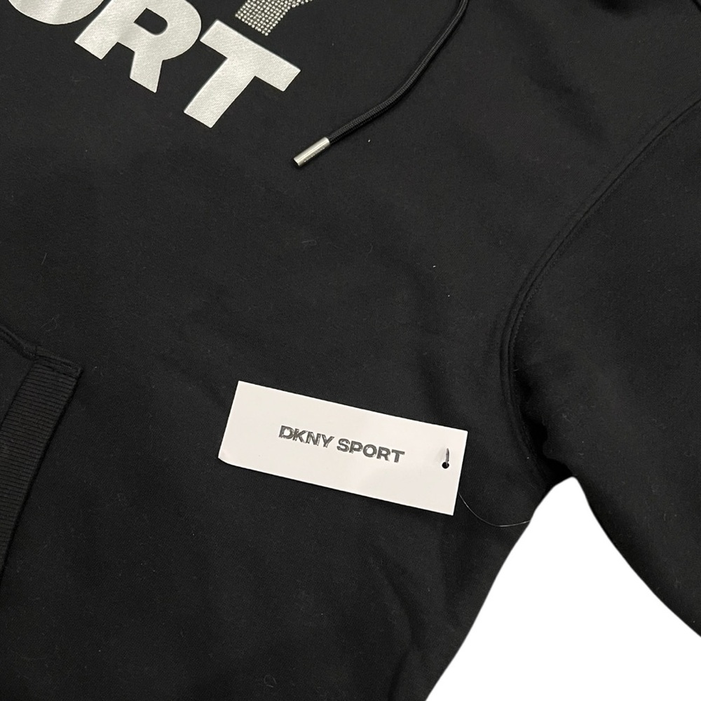 DKNY Rhinestone Logo Hoody Women I Black Silver - Picture 5 of 6